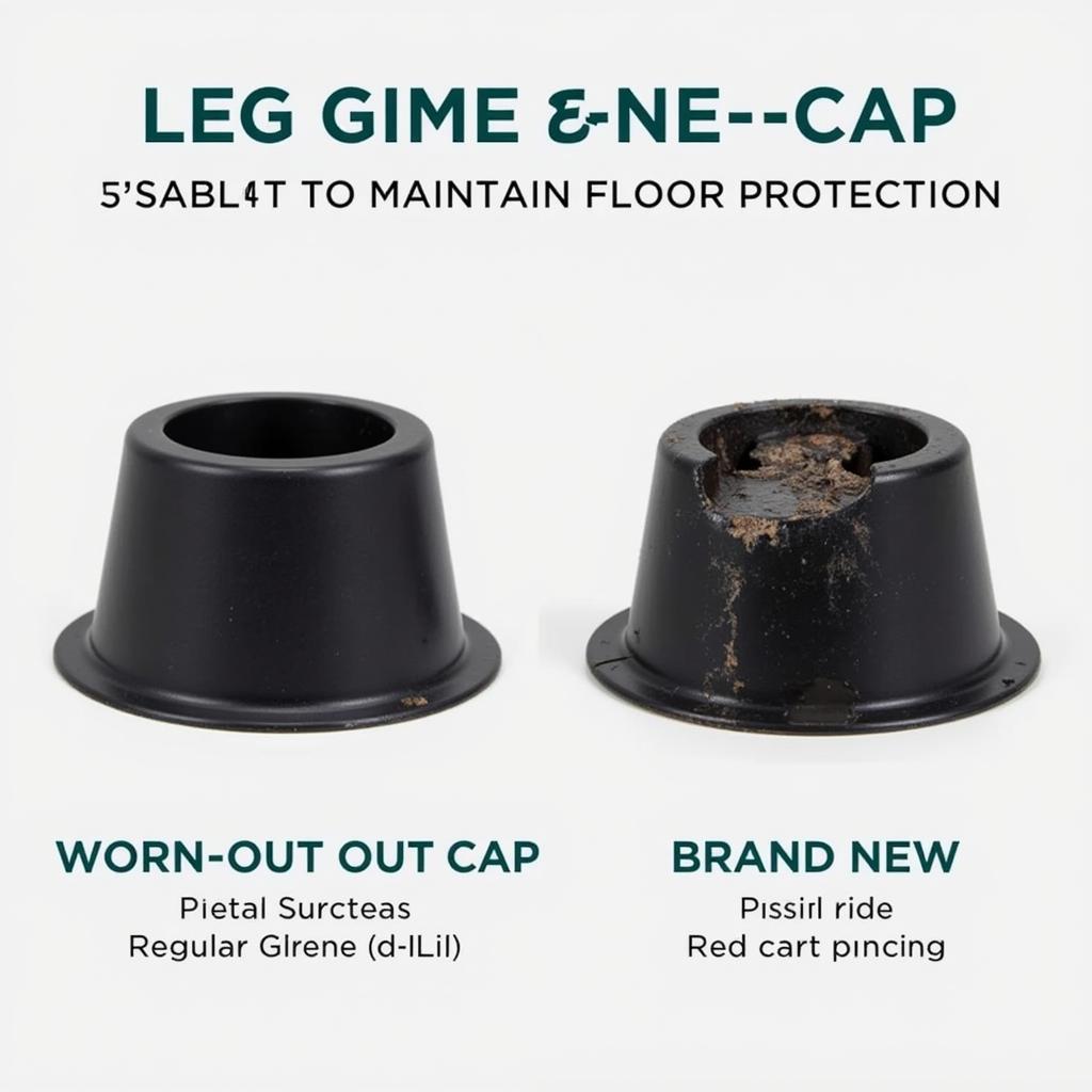 Comparison between worn-out and new leg caps highlighting the importance of replacement