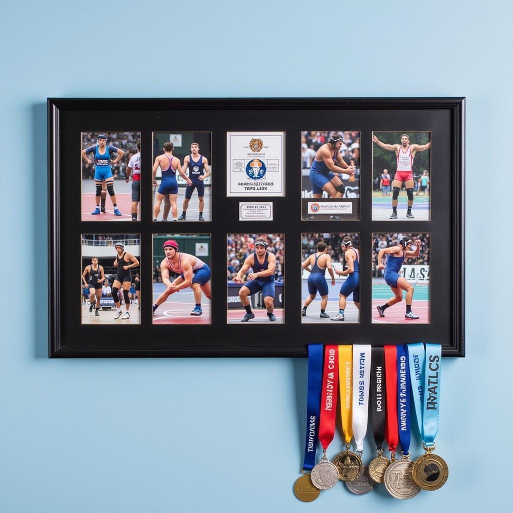 Wrestling Collage Frame with Medals and Ribbons