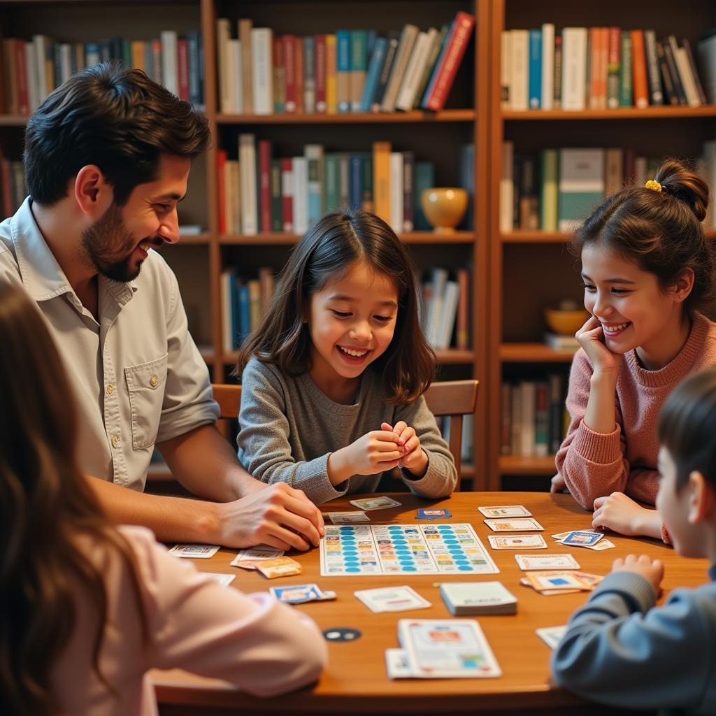 Family Playing WS Bookshelf Games