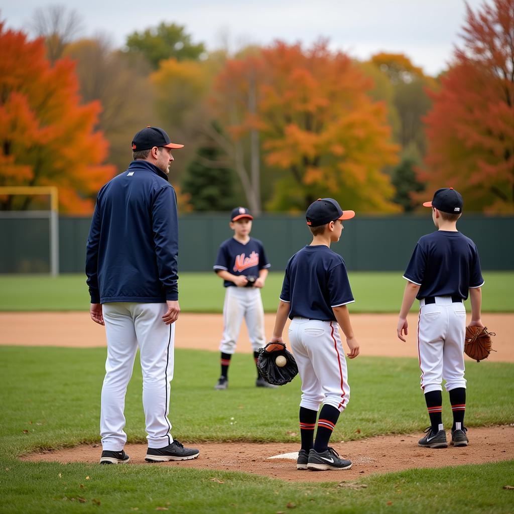 Youth baseball players practicing in York County during the fall season