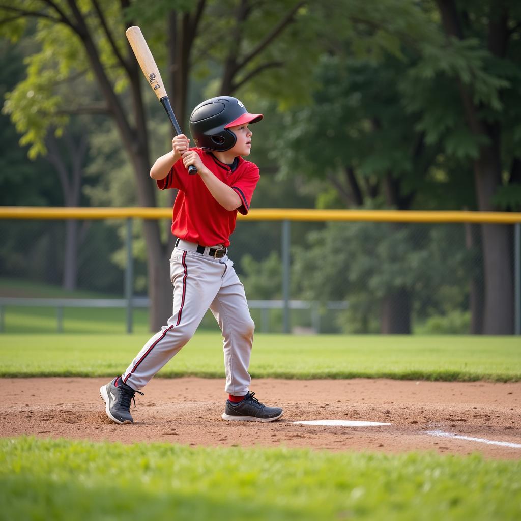 Young Baseball Player Practicing in Central California