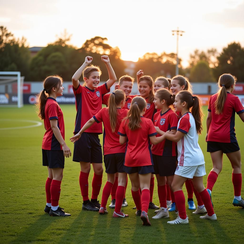 Youth Football Team Celebrating Victory