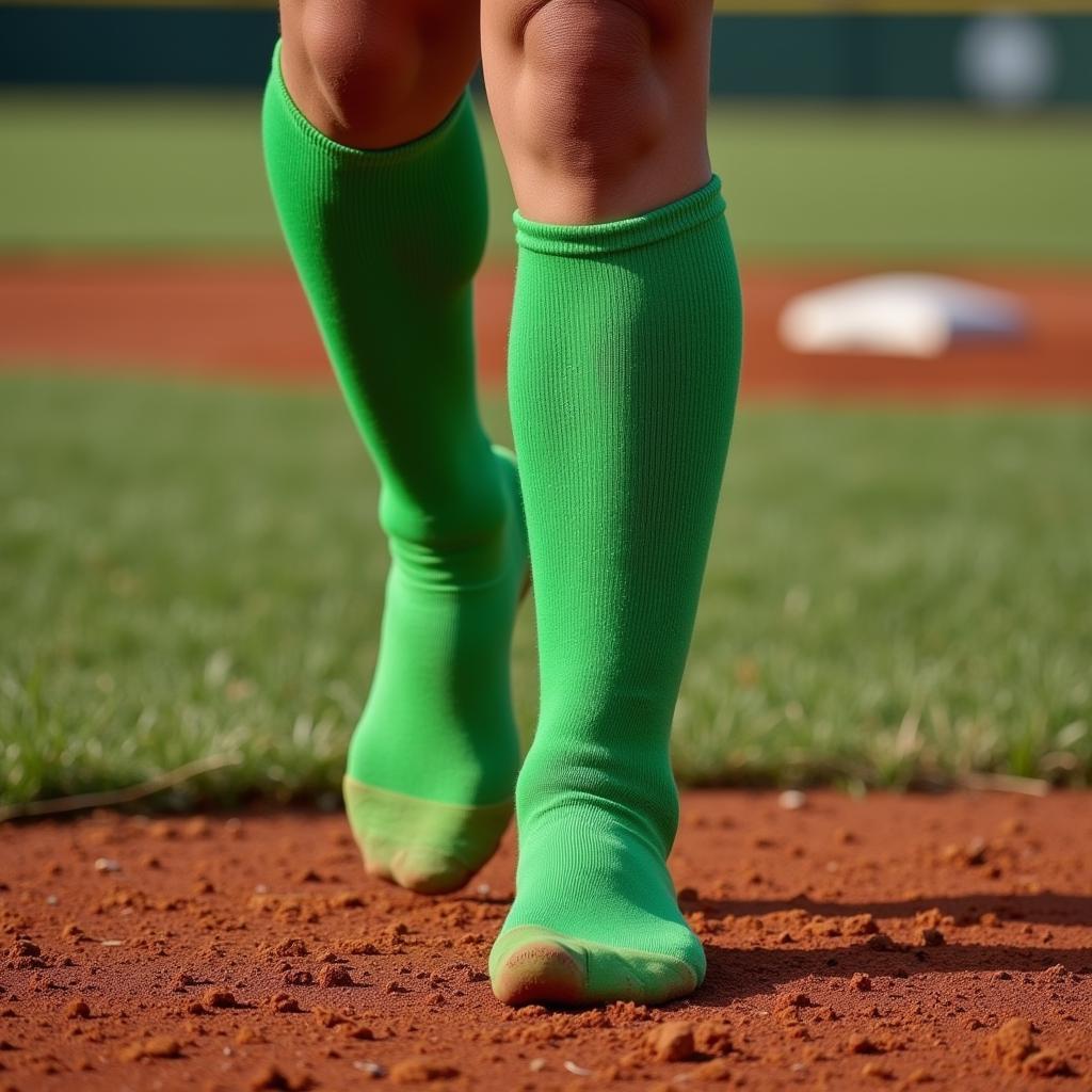 Youth Green Baseball Socks on the Field