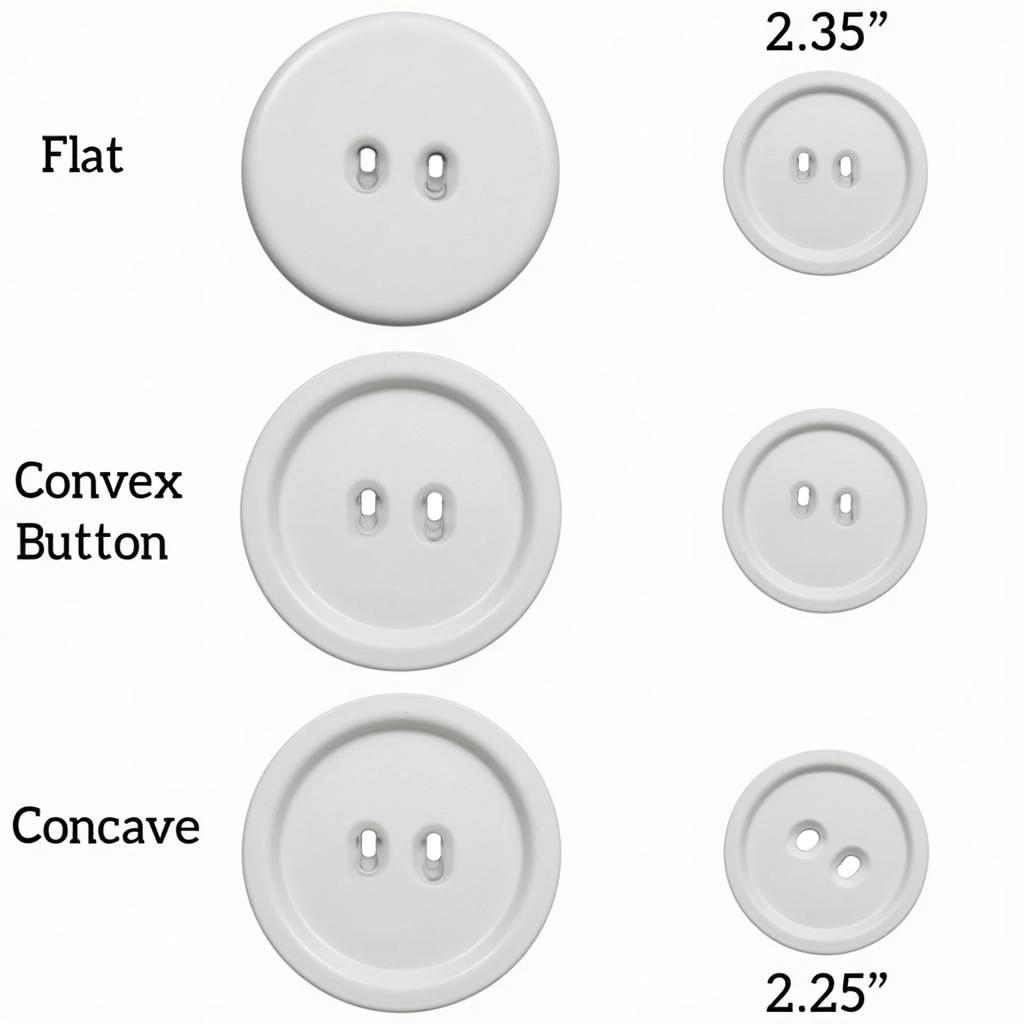 Different 2.25 Button Face Types: Flat, Convex, and Concave