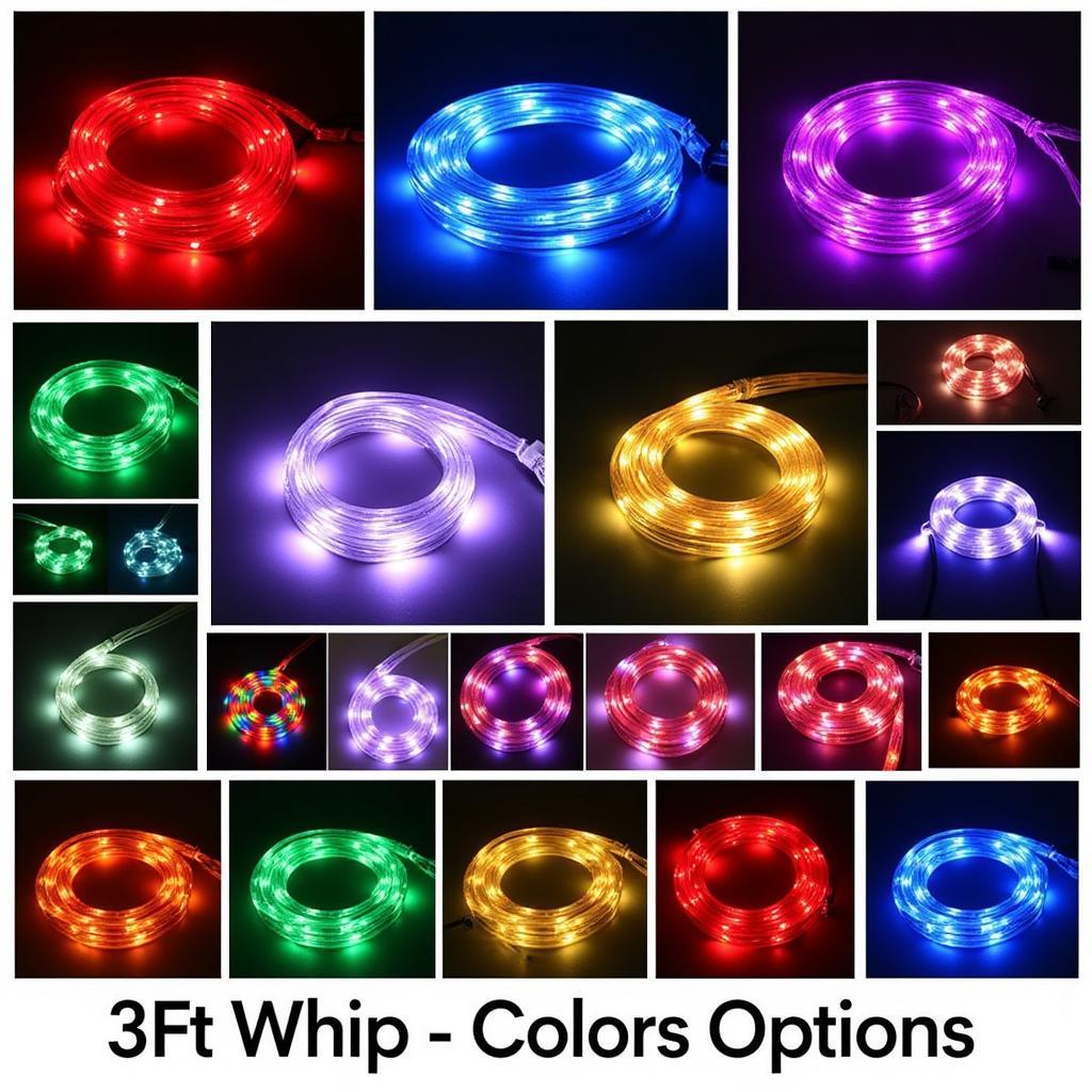 Various Color Options of 3 ft Whip Lights