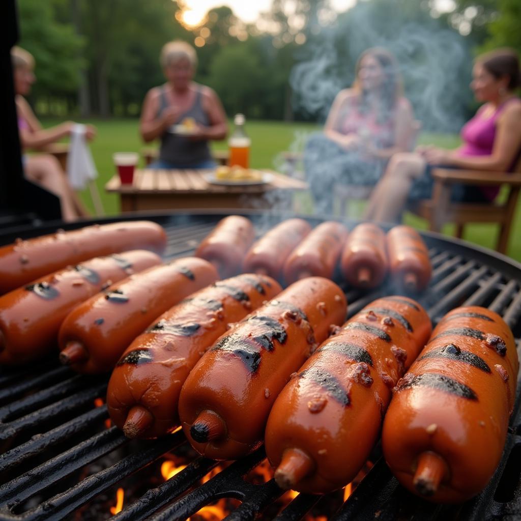 Grilling 44 Farms Hot Dogs on a Barbecue