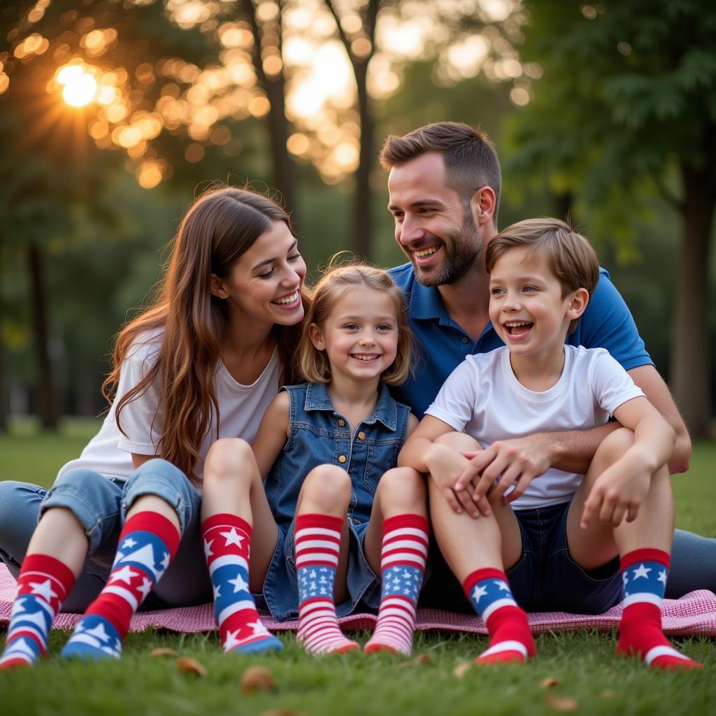 Family Wearing 4th of July Socks