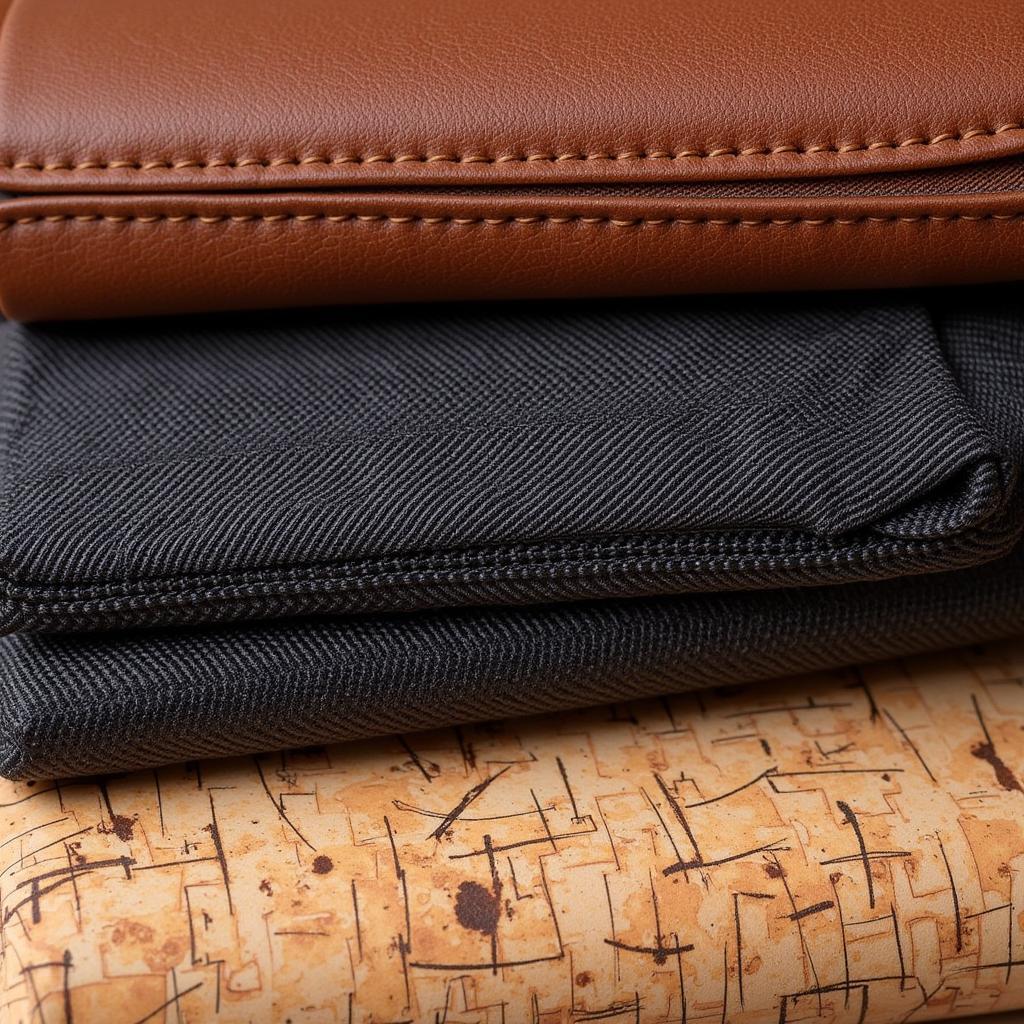 Various materials used in crafting able wallets, highlighting their durability and aesthetic qualities.