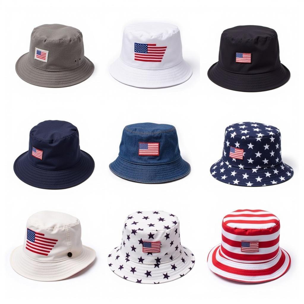 Different Styles of American Flag Bucket Hats