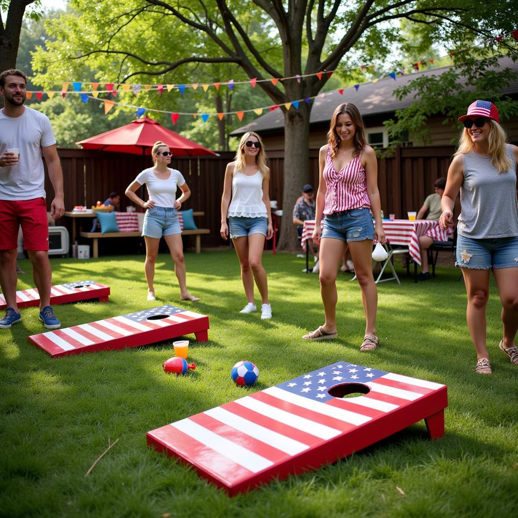 American Flag Cornhole Party