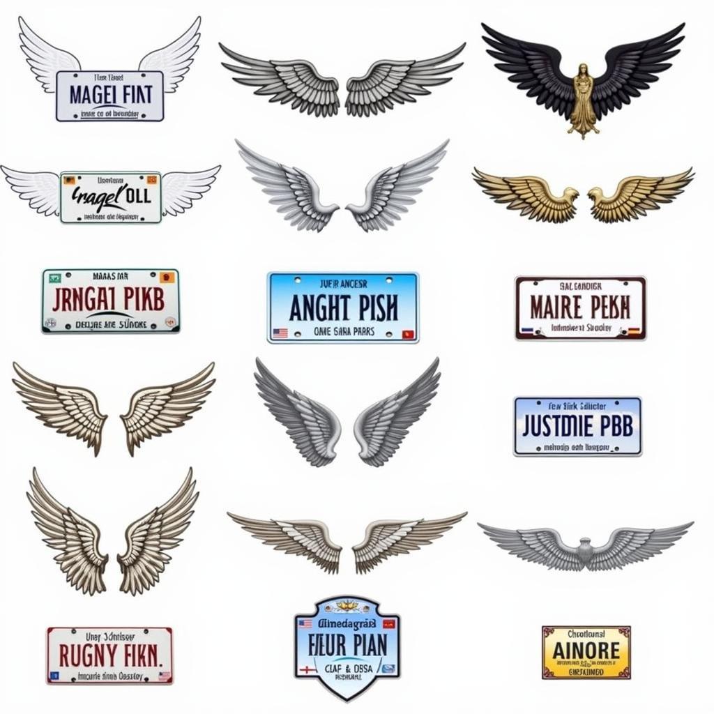 Various Angel License Plate Designs