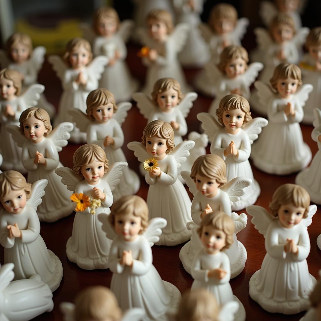 A collection of angel small figurines