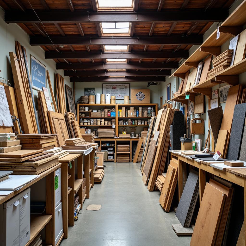 Display of building materials in an Antigua hardware store