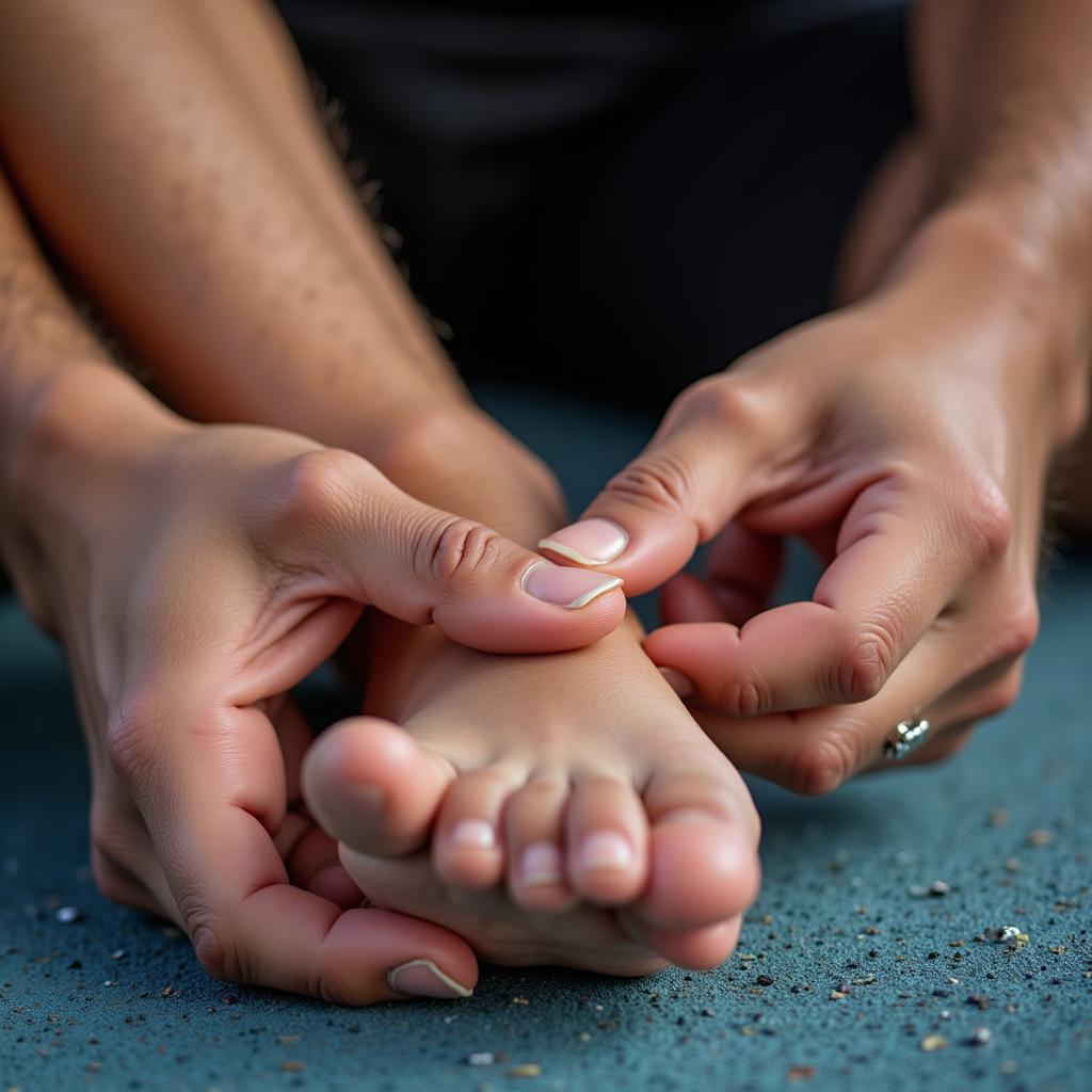 Athlete Checking Their Feet for Blisters