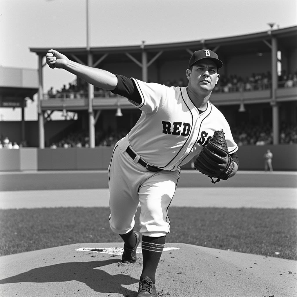 Babe Ruth pitching for the Boston Red Sox