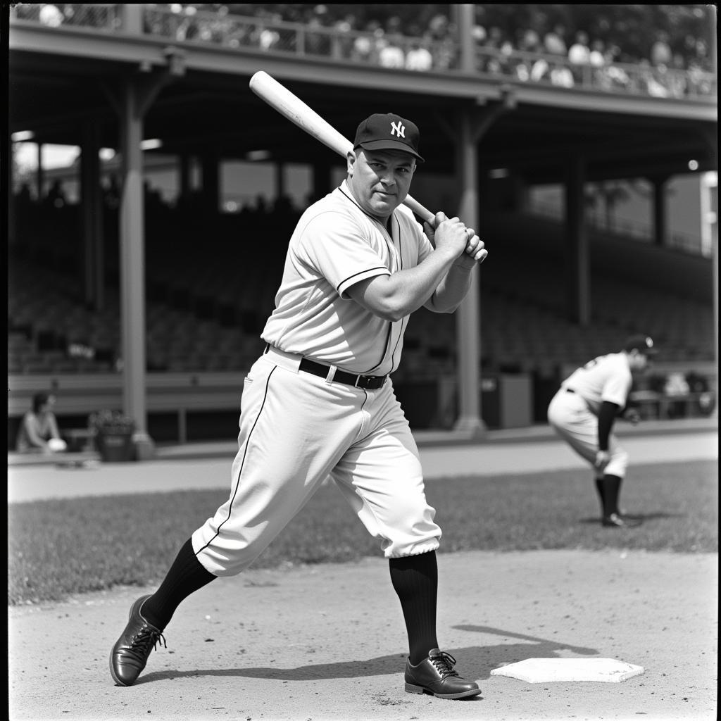 Babe Ruth Swinging a Bat