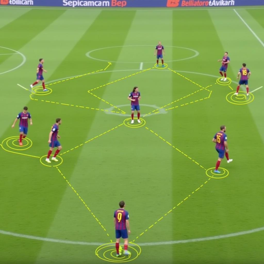 Barcelona players practicing their tiki-taka passing style on the training ground