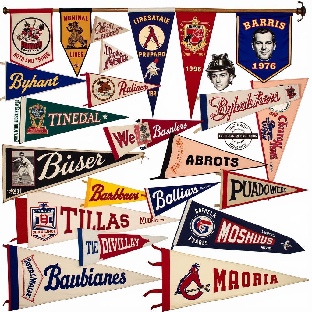 Evolution of baseball pennant banner designs.