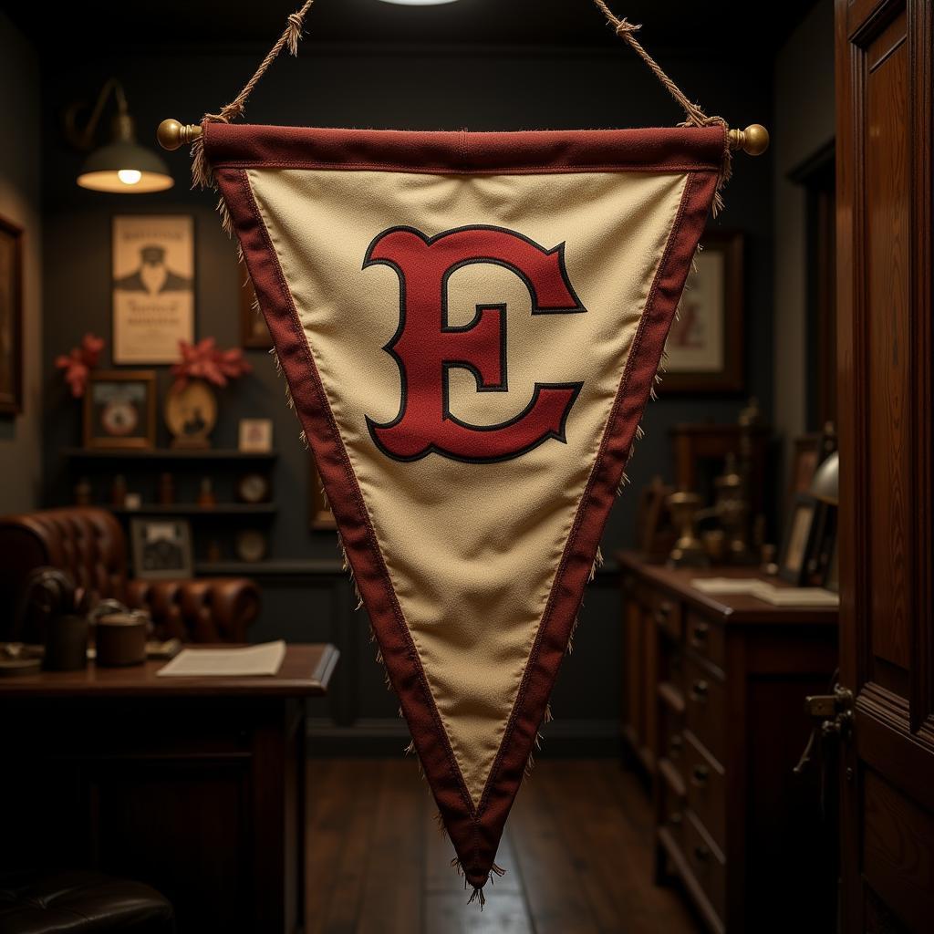 A vintage baseball pennant banner showcasing a classic team logo.