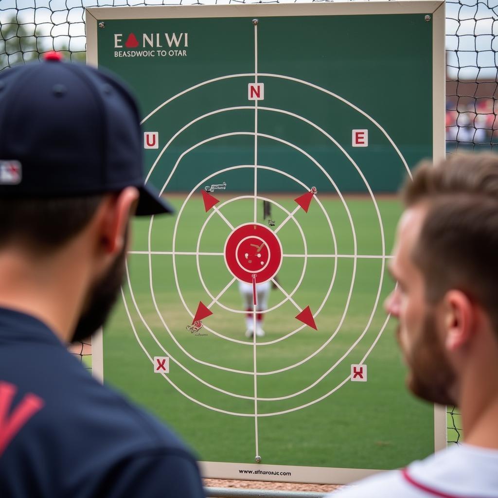 Baseball pitcher using a pitching target