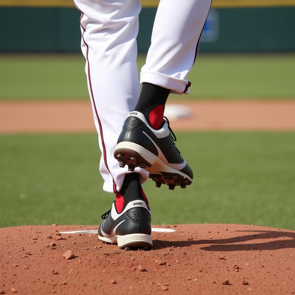 Baseball Player Pitching with Cleats