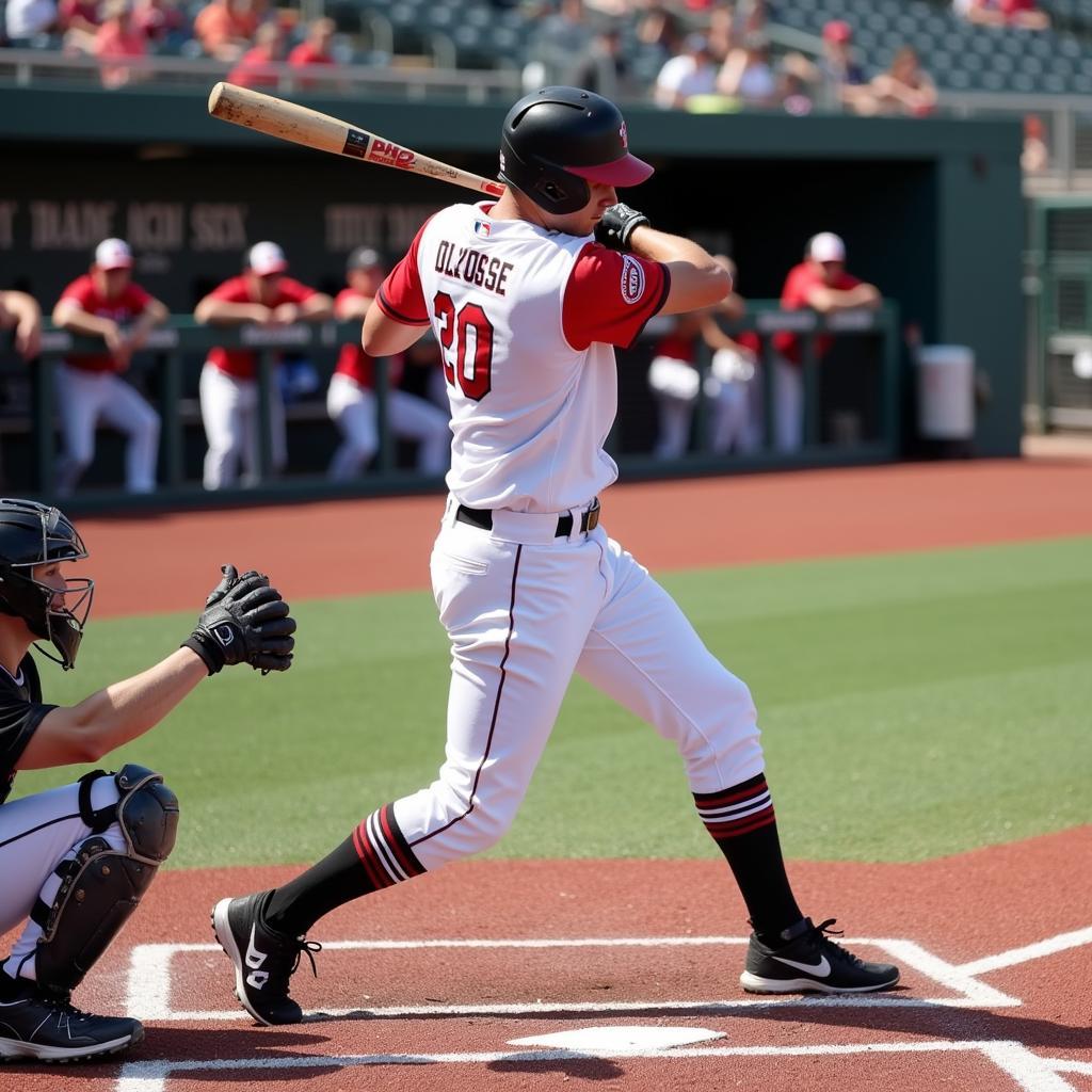 Baseball Player Swinging a Used Pro Velocity Bat