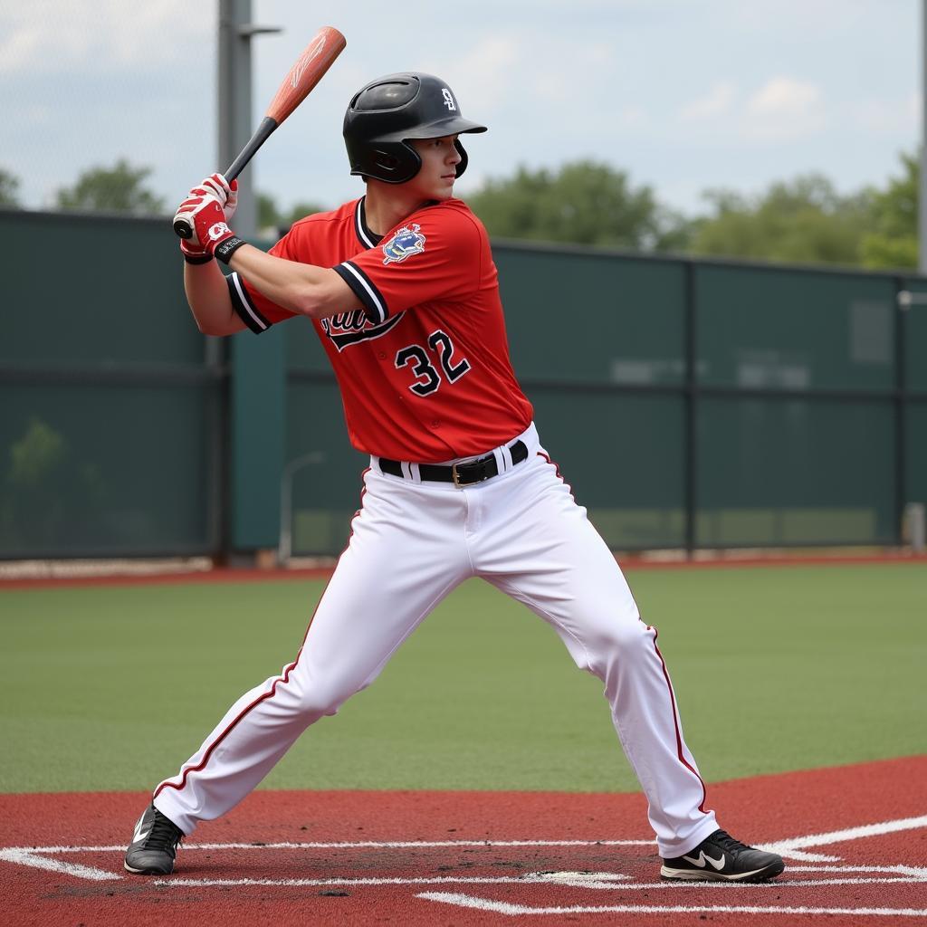 Baseball Player Swinging a Liquid Metal Baseball Bat