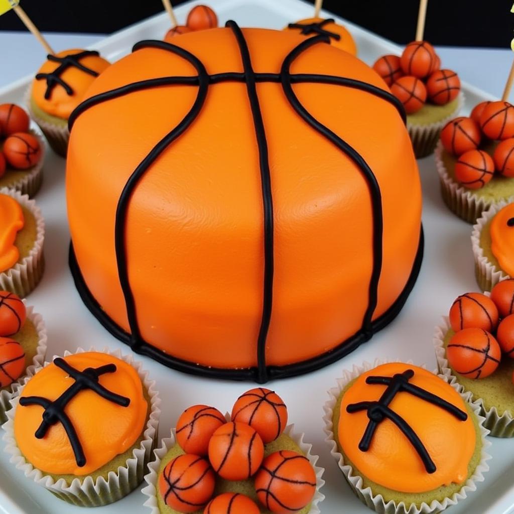 Basketball Themed Birthday Cake and Treats