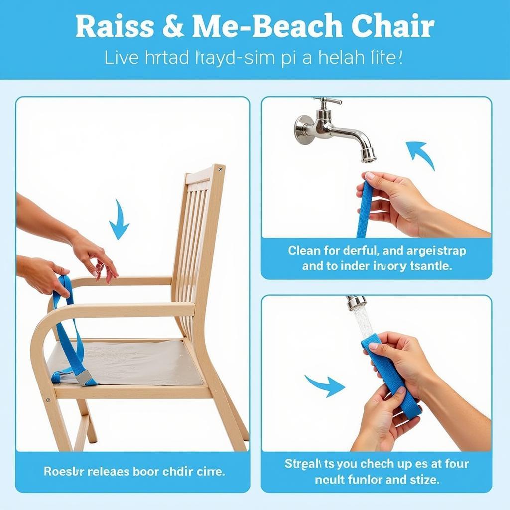 Cleaning a beach chair strap with fresh water.