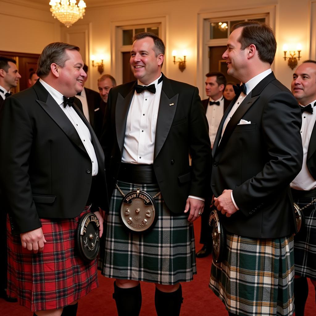 Big and Tall Men Wearing Wool Kilts for a Formal Event