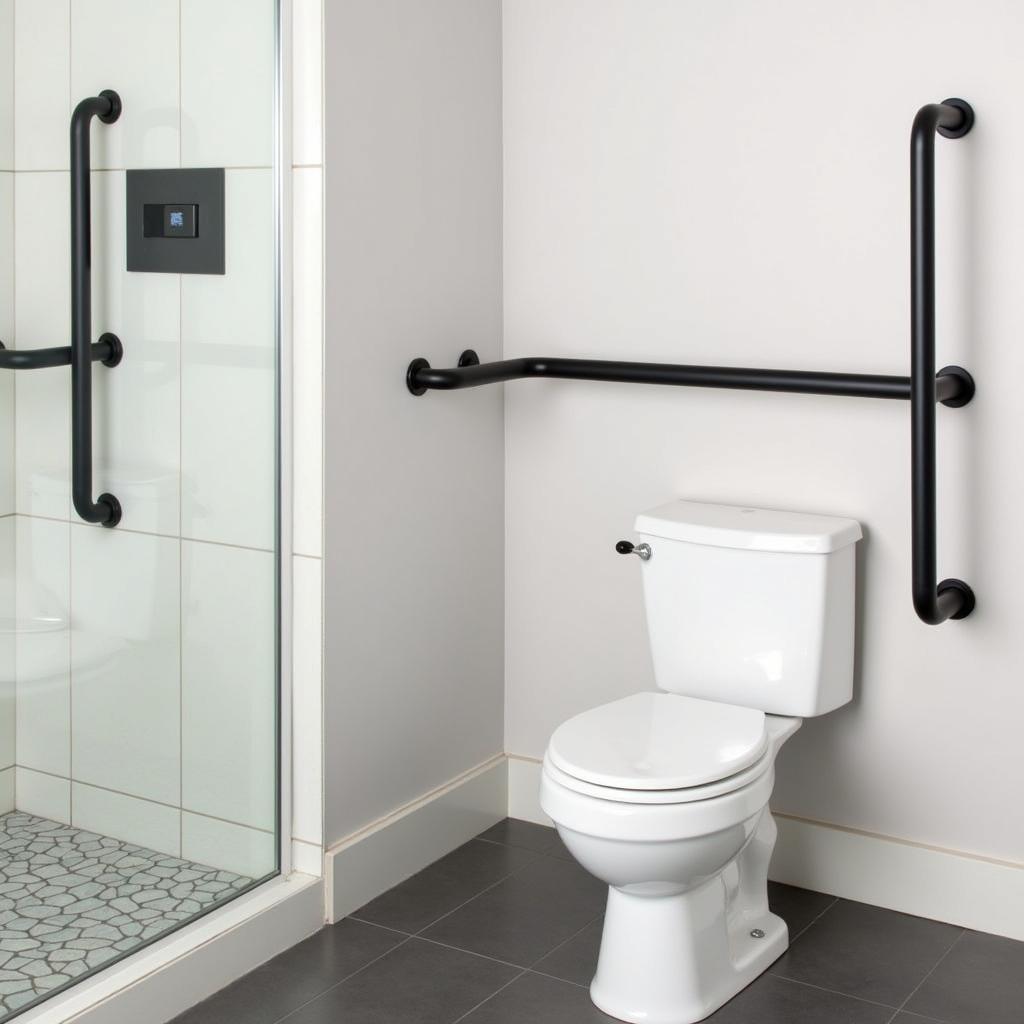 Black ADA Grab Bars Bathroom Installation