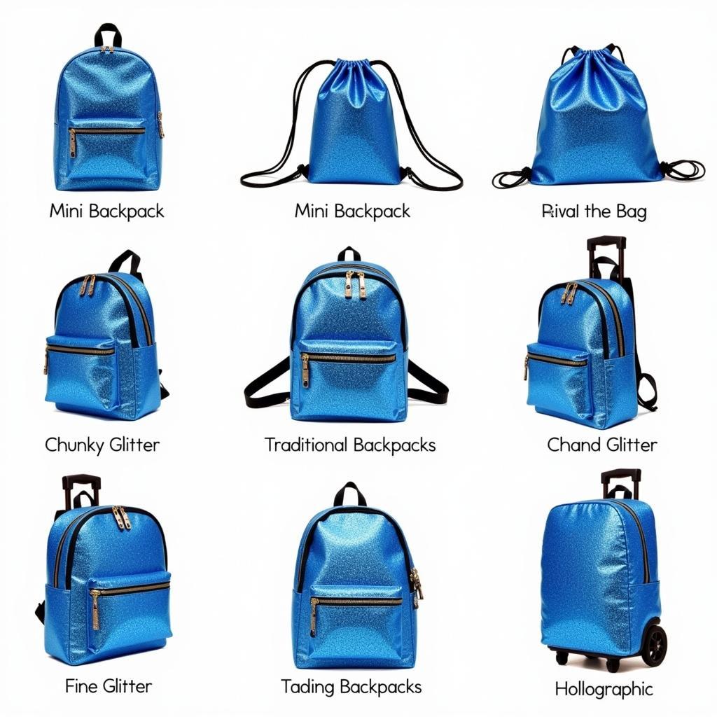 Different Styles of Blue Glitter Backpacks