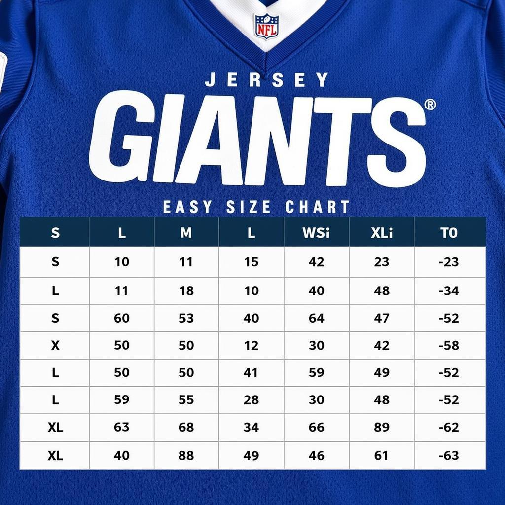 Blue Jersey Giants Sizing Guide