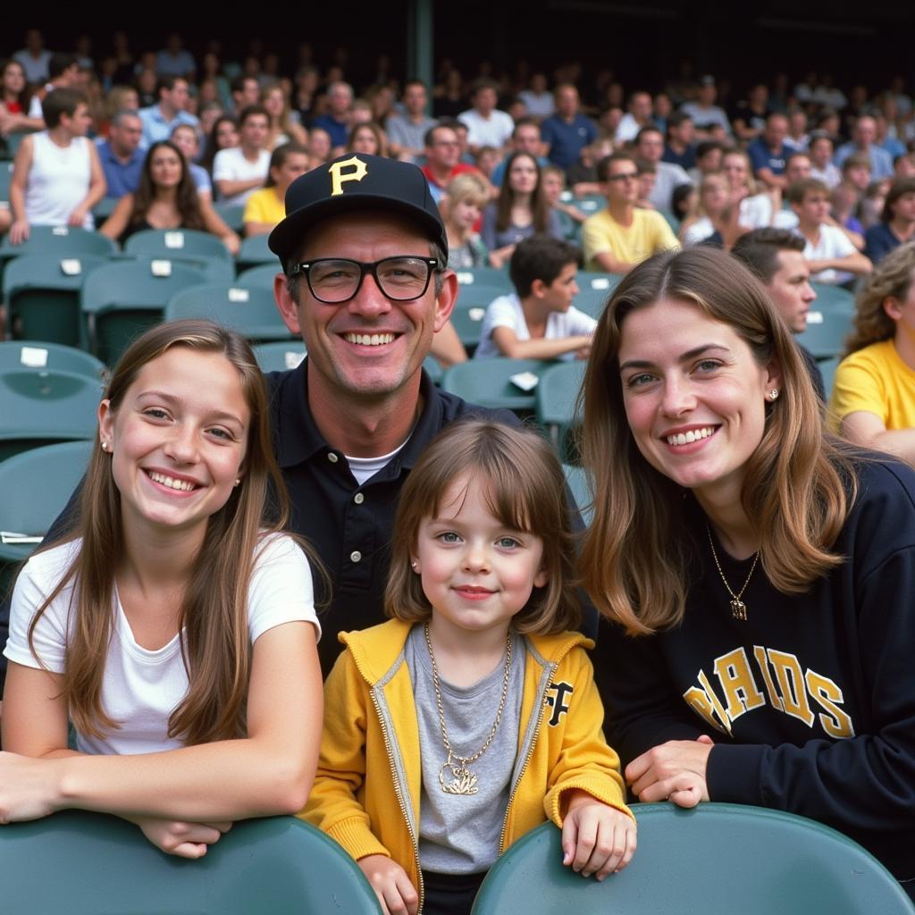 Bob Nutting watching a Pirates game with his family.