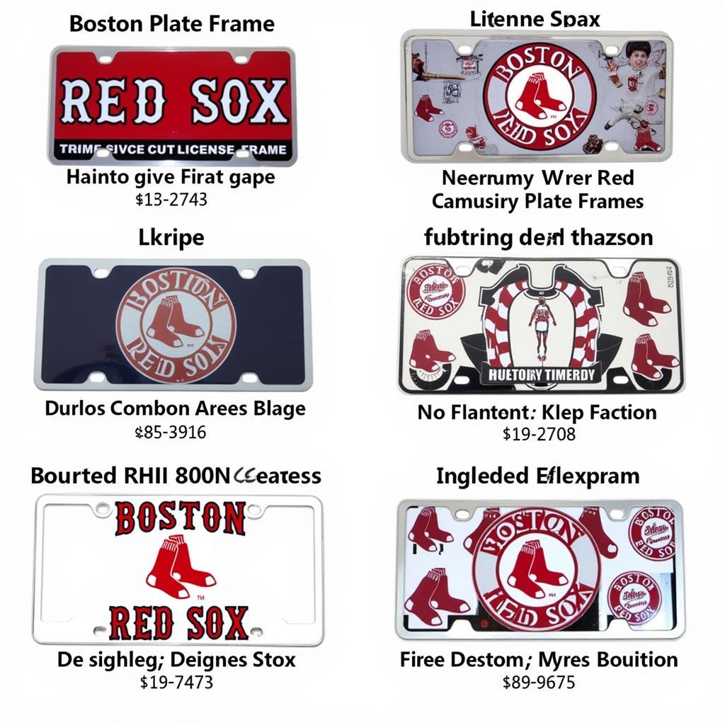 Variety of Boston Red Sox License Plate Frames