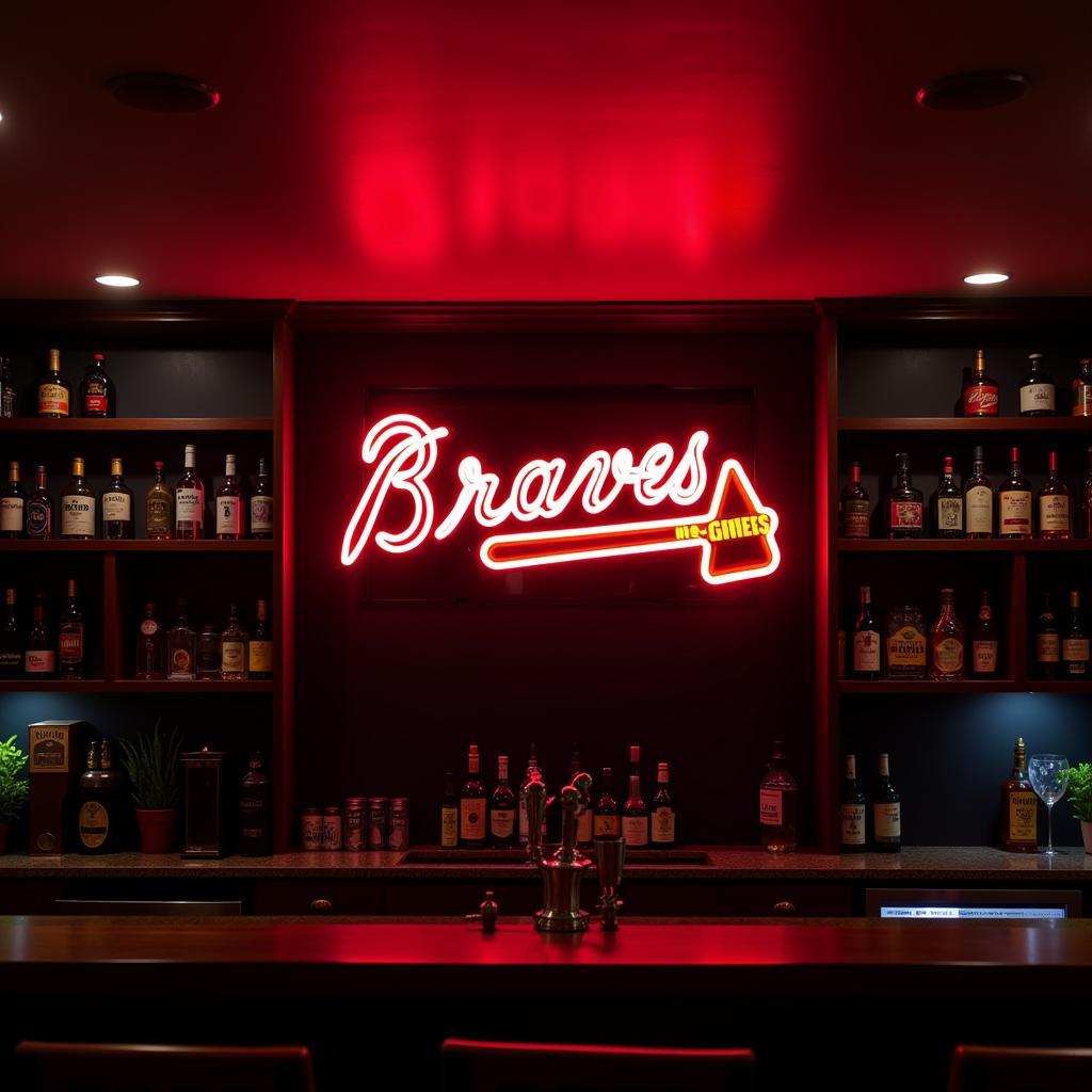 Braves Neon Sign in a Bar Area