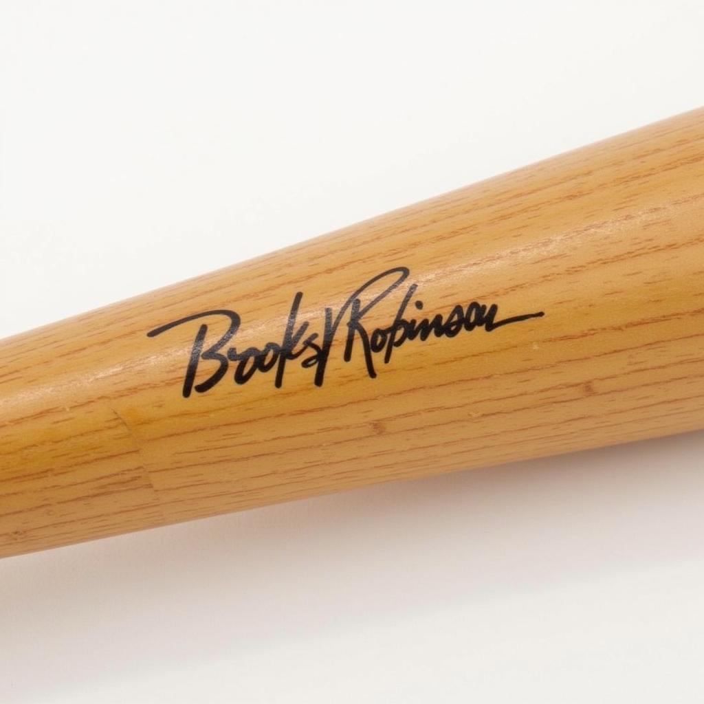 Close-up of a Brooks Robinson Signed Bat