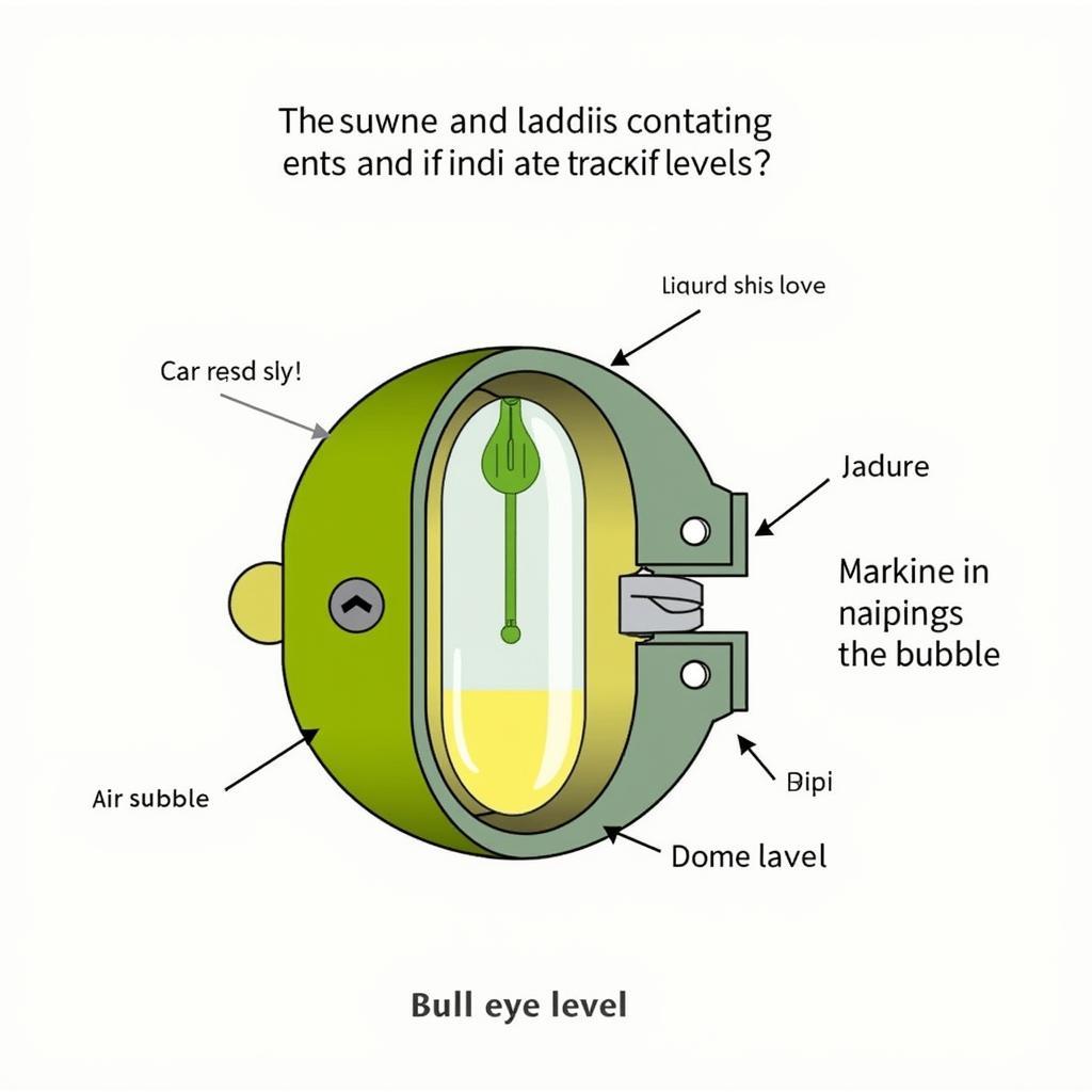 Cross-section of a bulls eye spirit level showing internal components