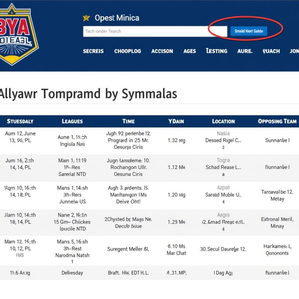 BYA Baseball Schedule Website