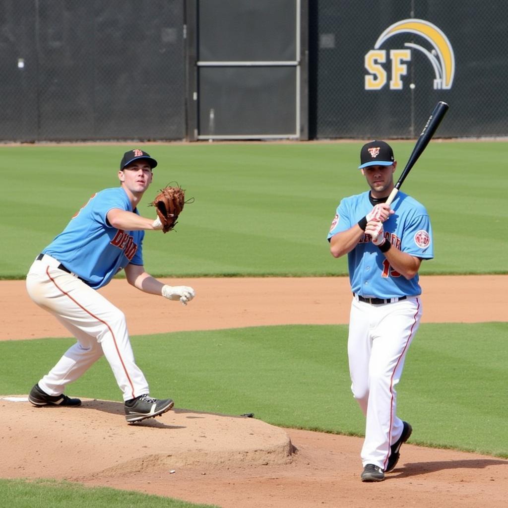 Christian Bates demonstrating his baseball skills