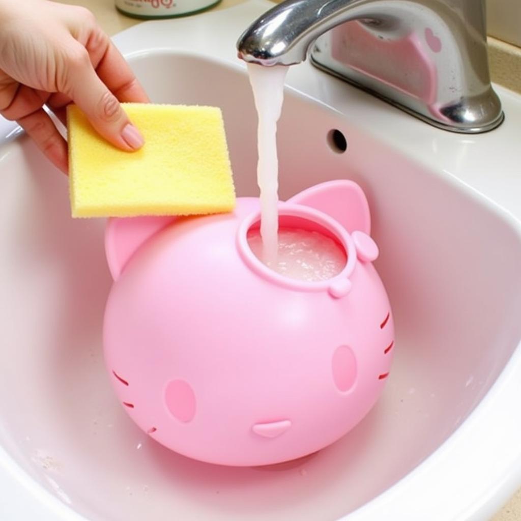 Cleaning a Hello Kitty Pet Bowl