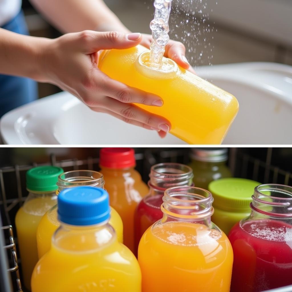 Cleaning Juice Bottle Containers