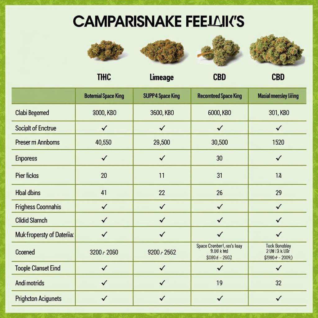 Chart comparing different cannabis strains