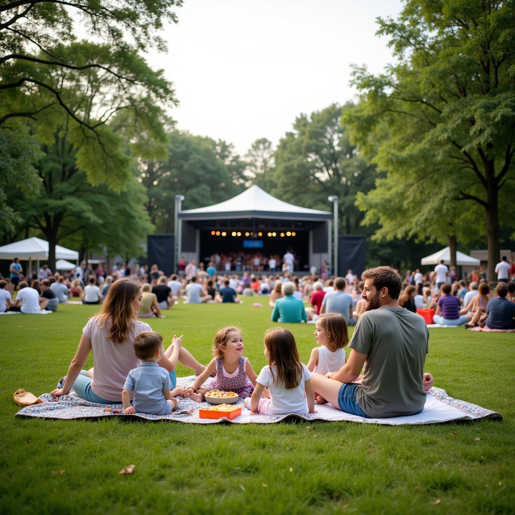 Families picnicking at Concert on the Green Smyrna