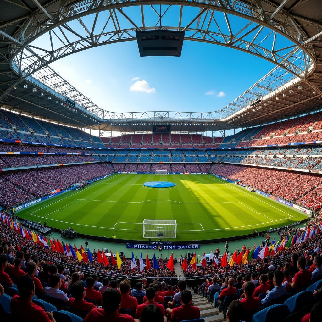 Correctly Sorted Flags Displayed at a Football Stadium