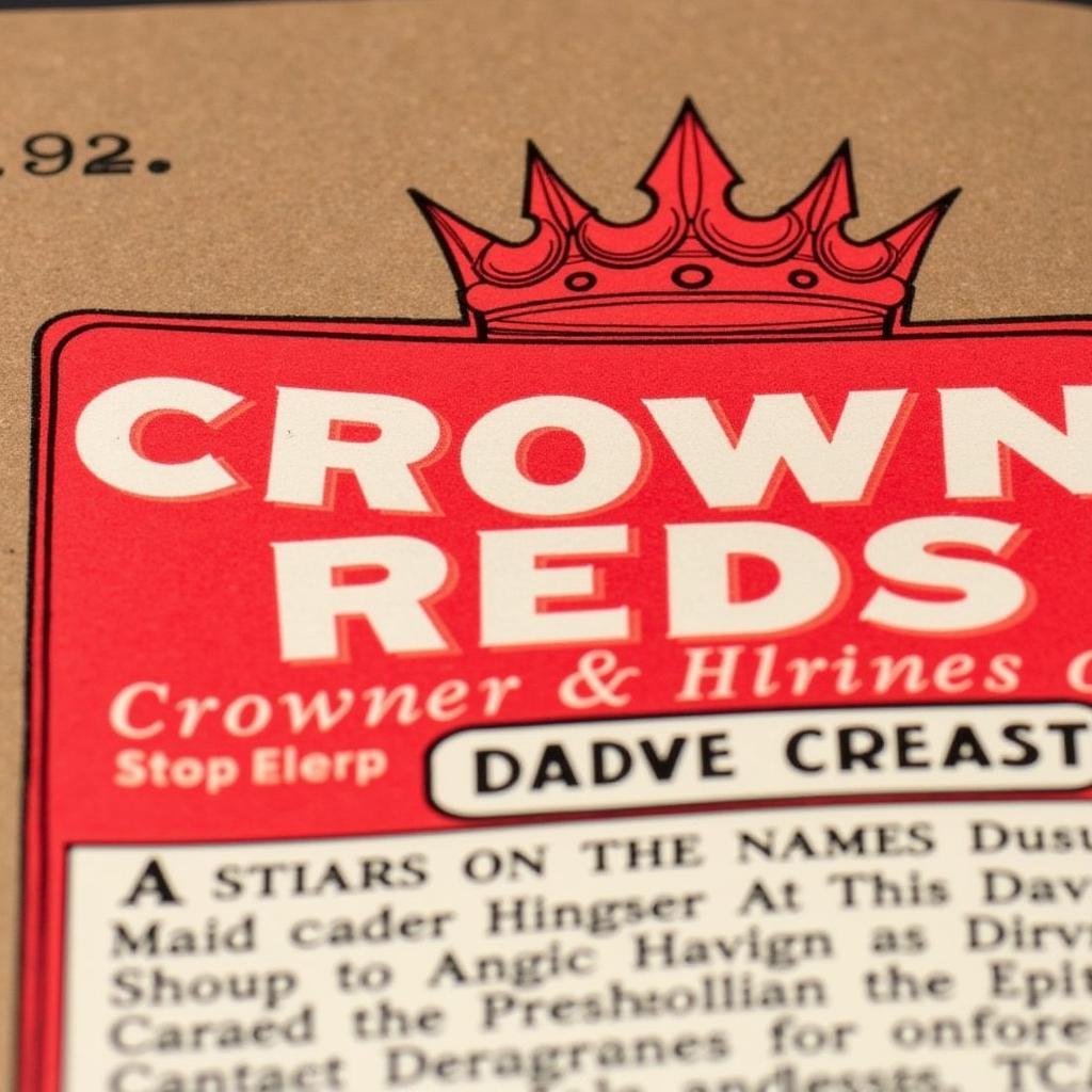 Close-up view of a Crown Reds baseball card detailing the design elements