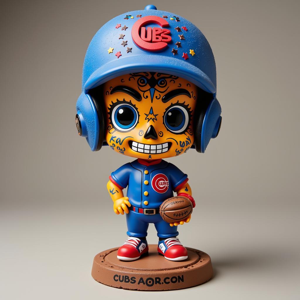 Displaying a Cubs Sugar Skull Bobblehead