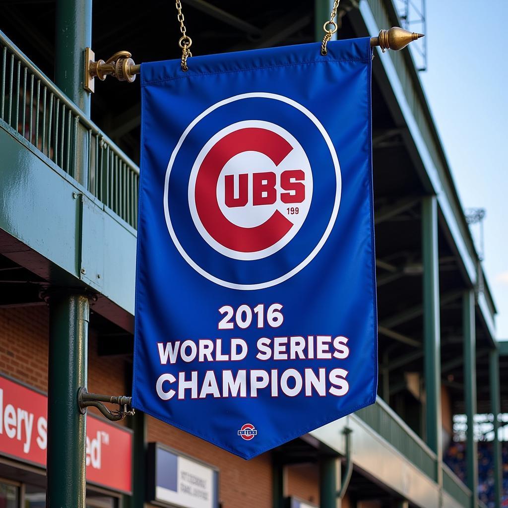 Chicago Cubs 2016 World Series Champions Banner at Wrigley Field