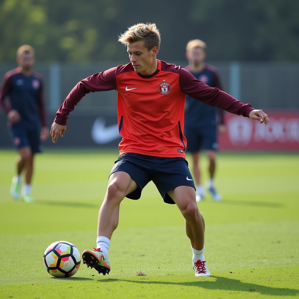 De Jong Performing Passing Drills in Football Training