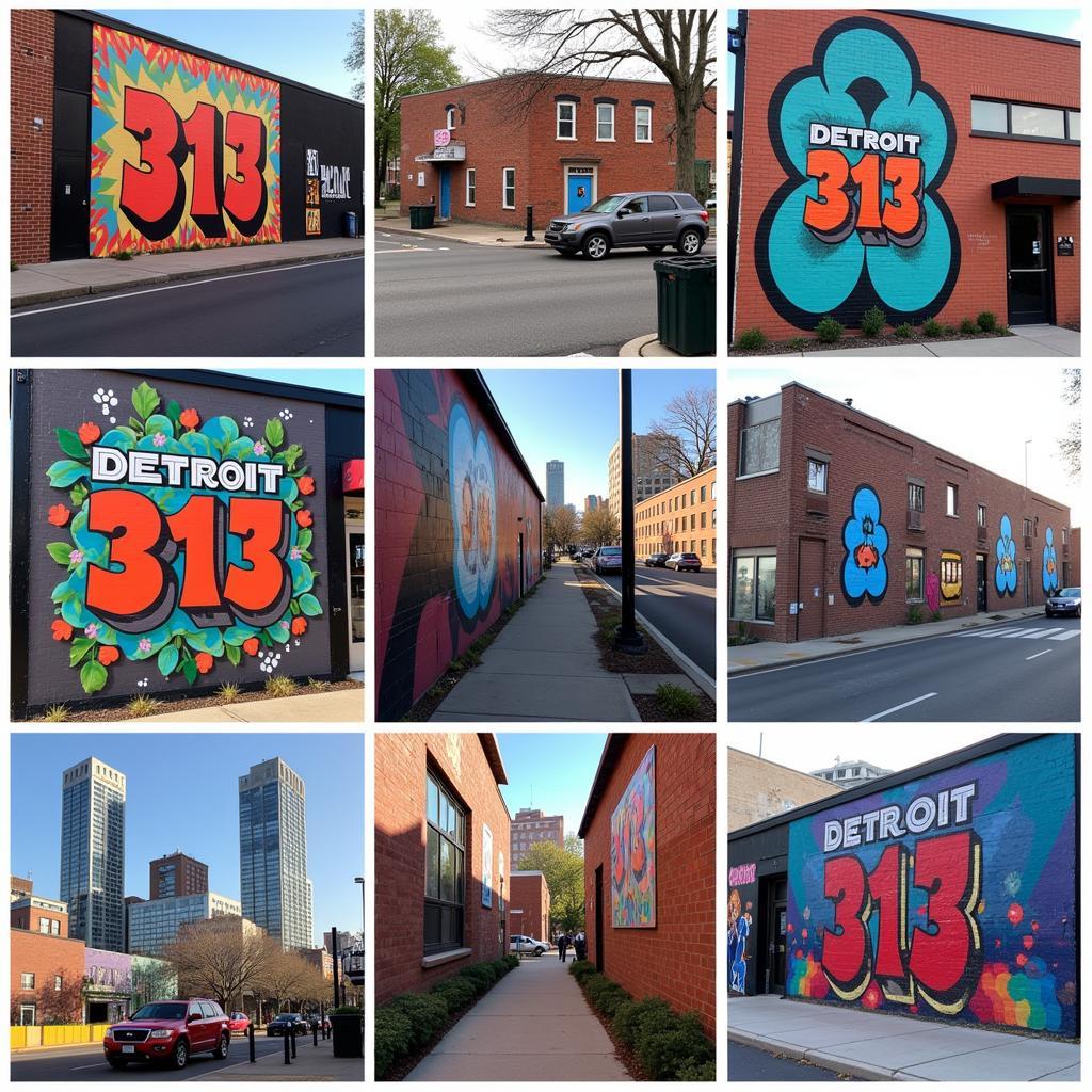 Detroit 313 Logo in Street Art